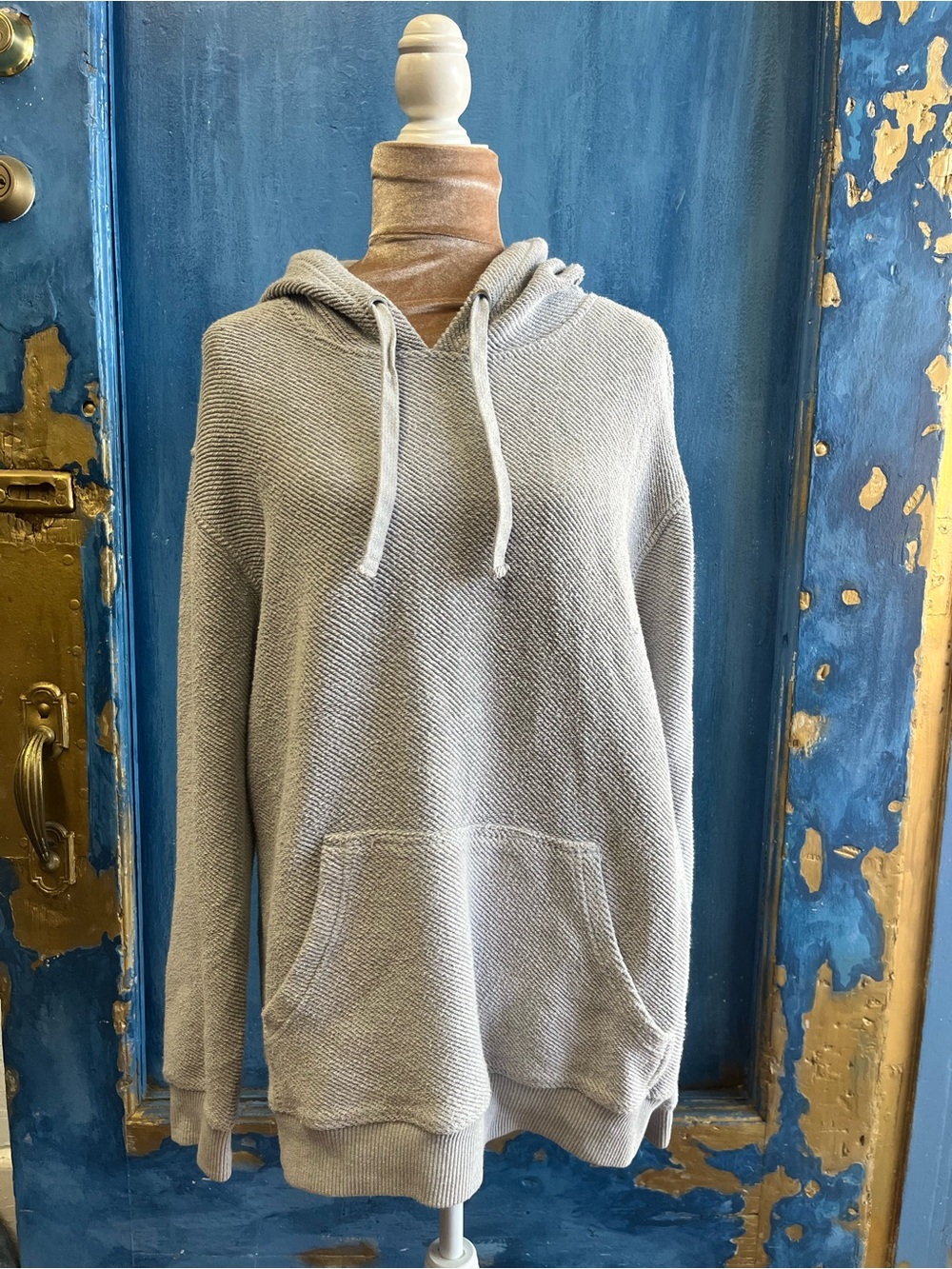 Light Gray Hoodie Knit Crewneck Sweater